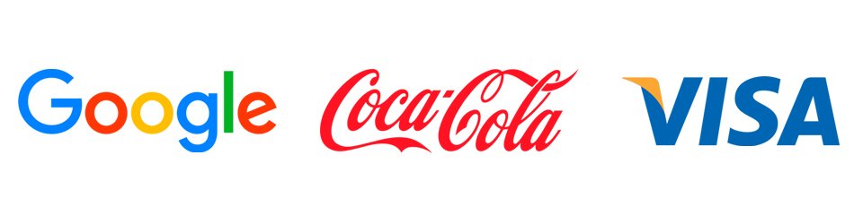 fondo blanco con logotipos de google, coca cola y visa